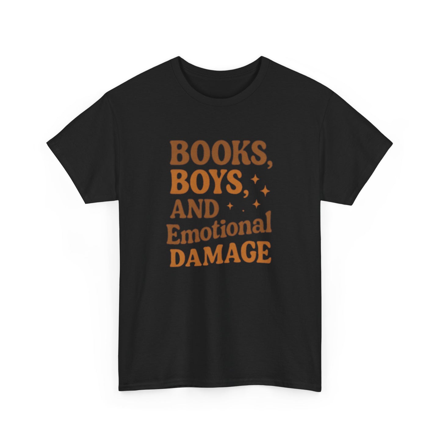 Books, Boys & Emotional Damage Tee - Fun Unisex Cotton T-Shirt, Gift for Book Lovers, Casual Wear, Relationship Humor, Literary Gift