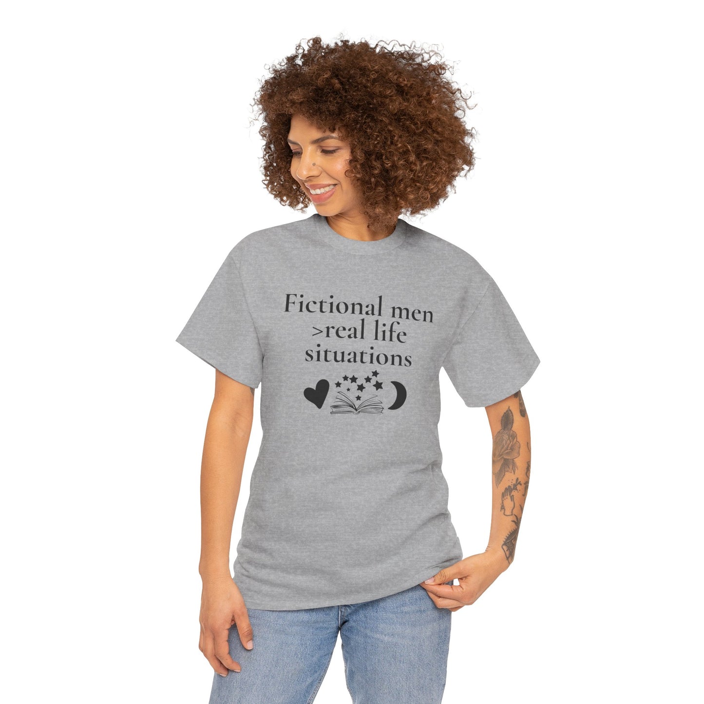 Fictional Men Love Tee, Unisex Heavy Cotton T-Shirt - Perfect for Book Lovers, Gift for Readers, Literary Humor, Casual Wear, Birthday Gift