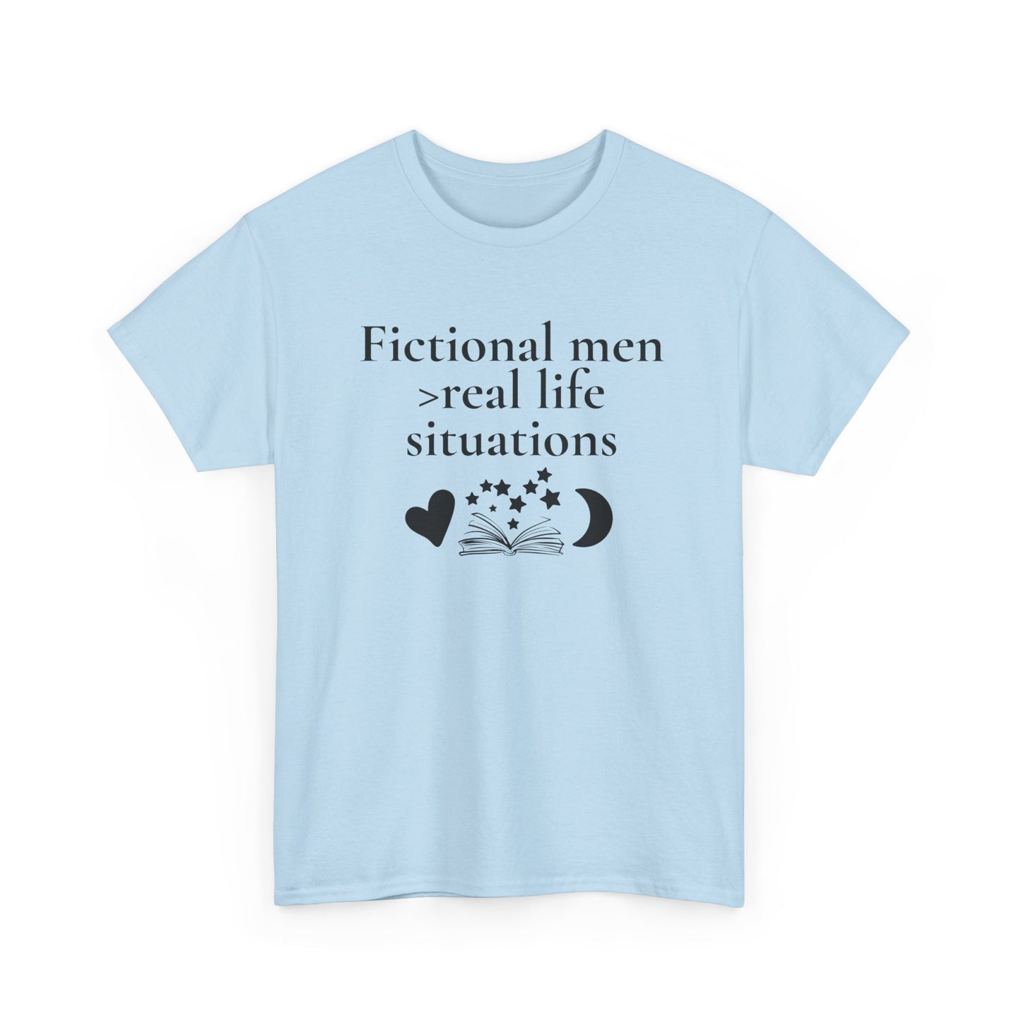 Fictional Men Love Tee, Unisex Heavy Cotton T-Shirt - Perfect for Book Lovers, Gift for Readers, Literary Humor, Casual Wear, Birthday Gift