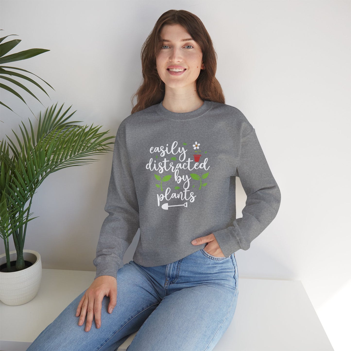Easily Distracted By Plants Crewneck Sweatshirt