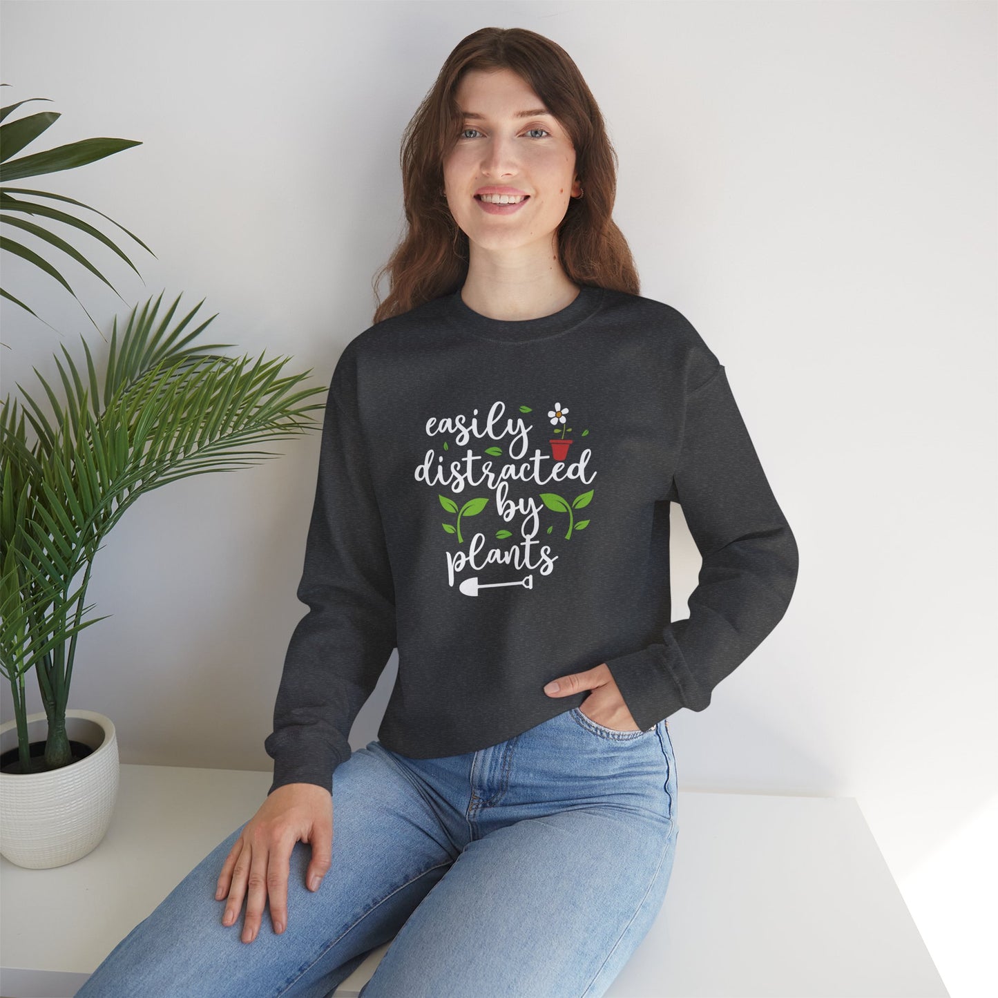 Easily Distracted By Plants Crewneck Sweatshirt