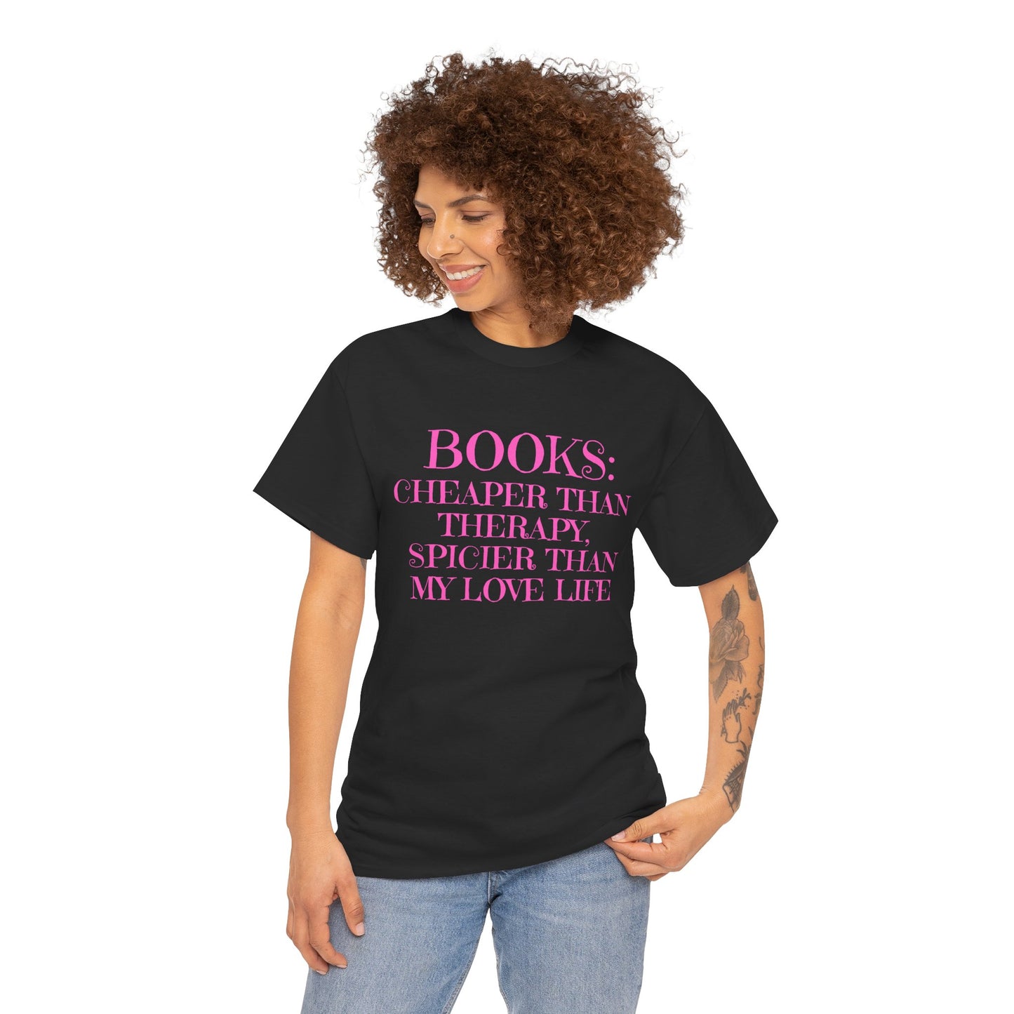 Books: Cheaper Than Therapy Cotton Tee, Reading Shirt, Gift for Book Lovers, Literary Quotes, Cute Casual Wear