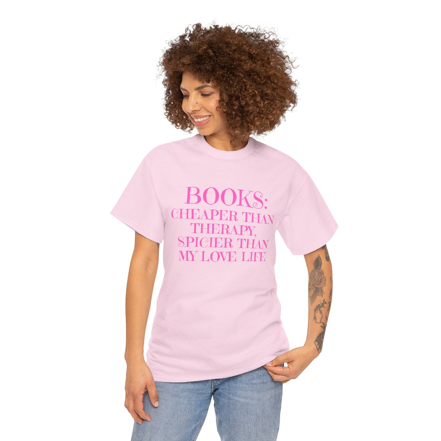 Books: Cheaper Than Therapy Cotton Tee, Reading Shirt, Gift for Book Lovers, Literary Quotes, Cute Casual Wear