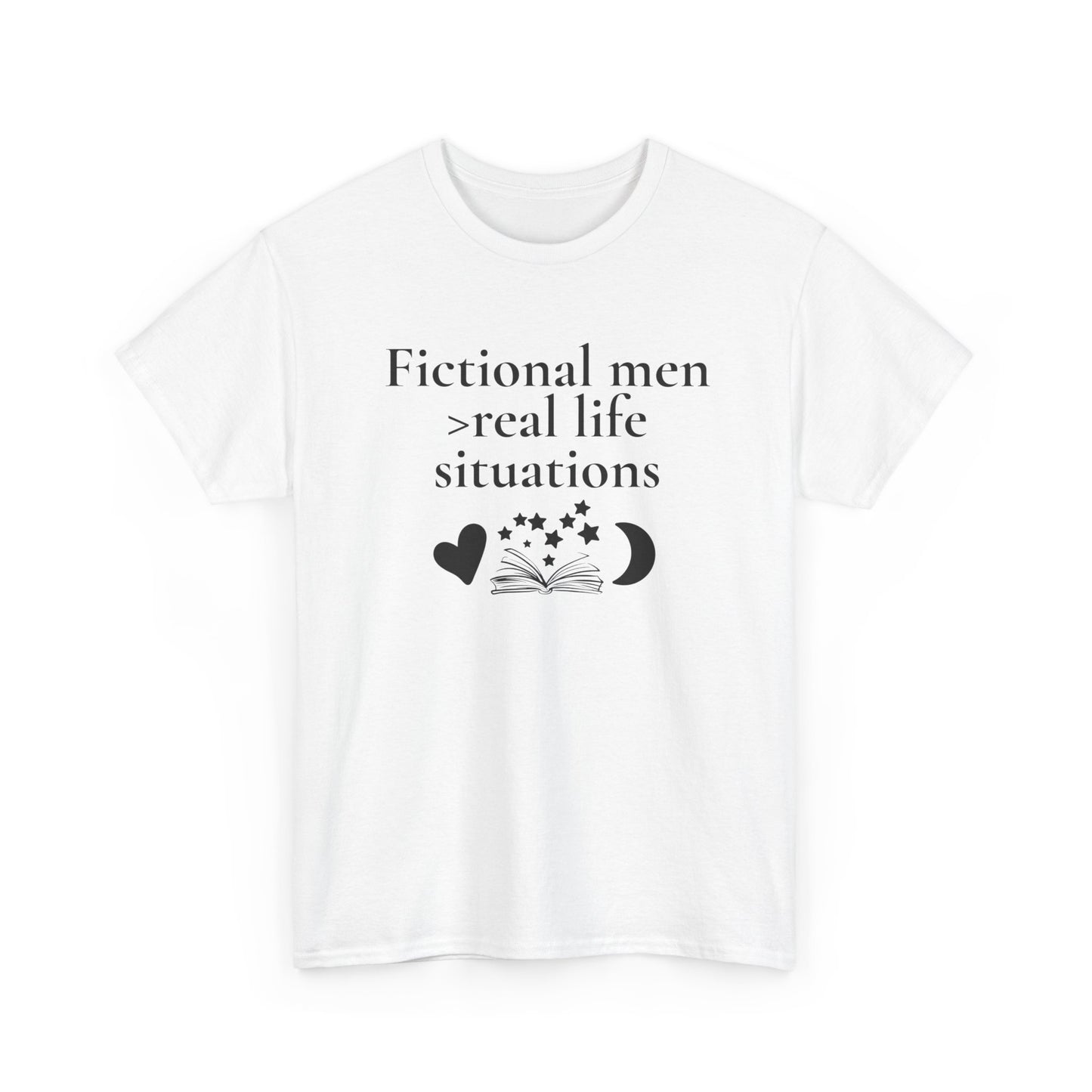 Fictional Men Love Tee, Unisex Heavy Cotton T-Shirt - Perfect for Book Lovers, Gift for Readers, Literary Humor, Casual Wear, Birthday Gift