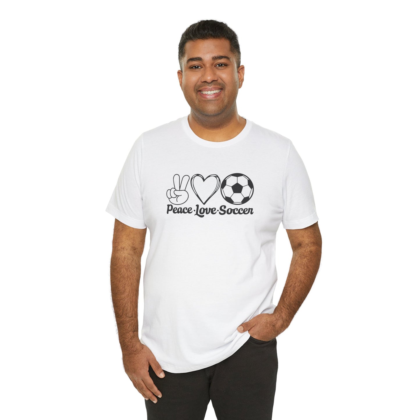 Peace Love Soccer Short Sleeve T Shirt
