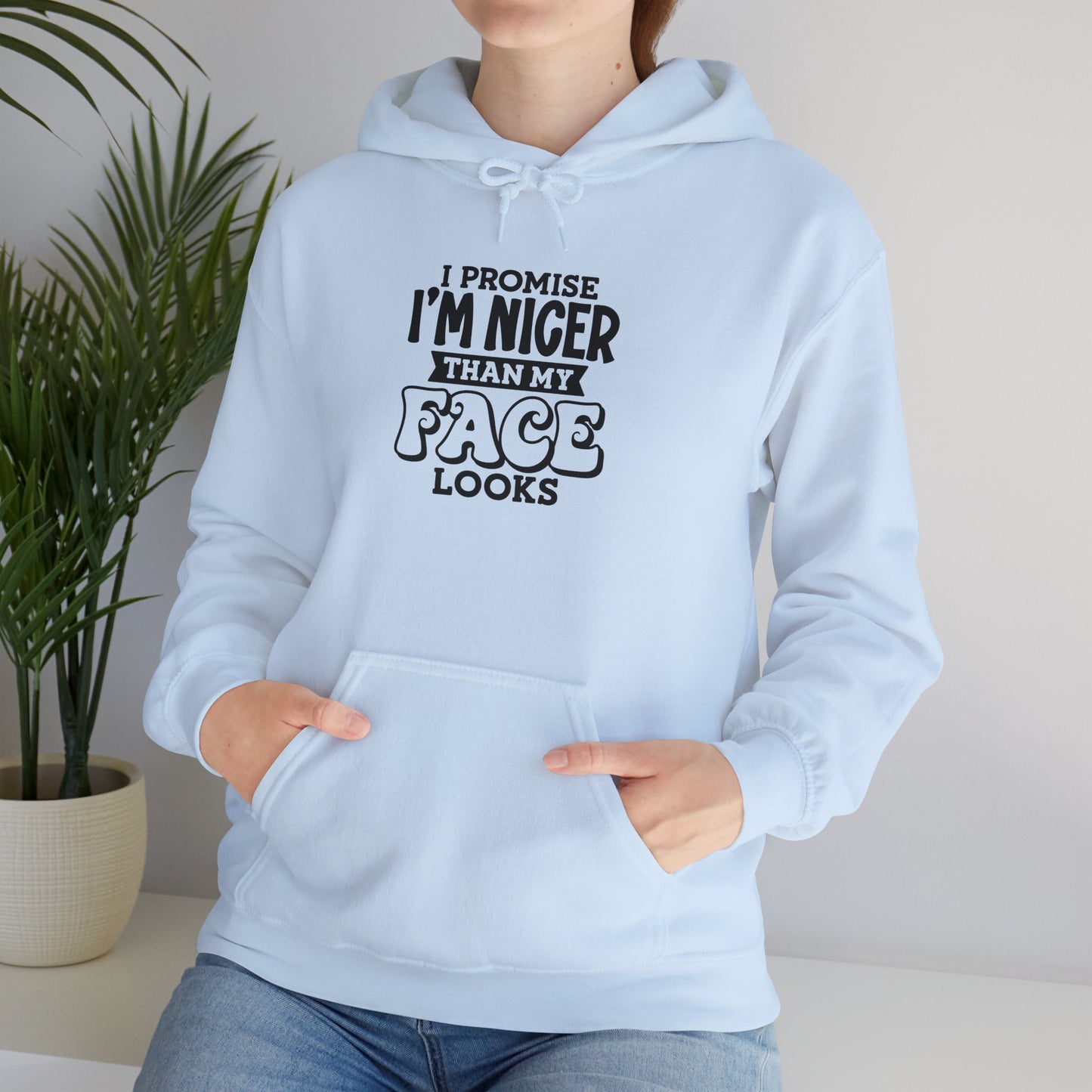 I Promise I'm Nicer Than My Face Looks Hooded Sweatshirt
