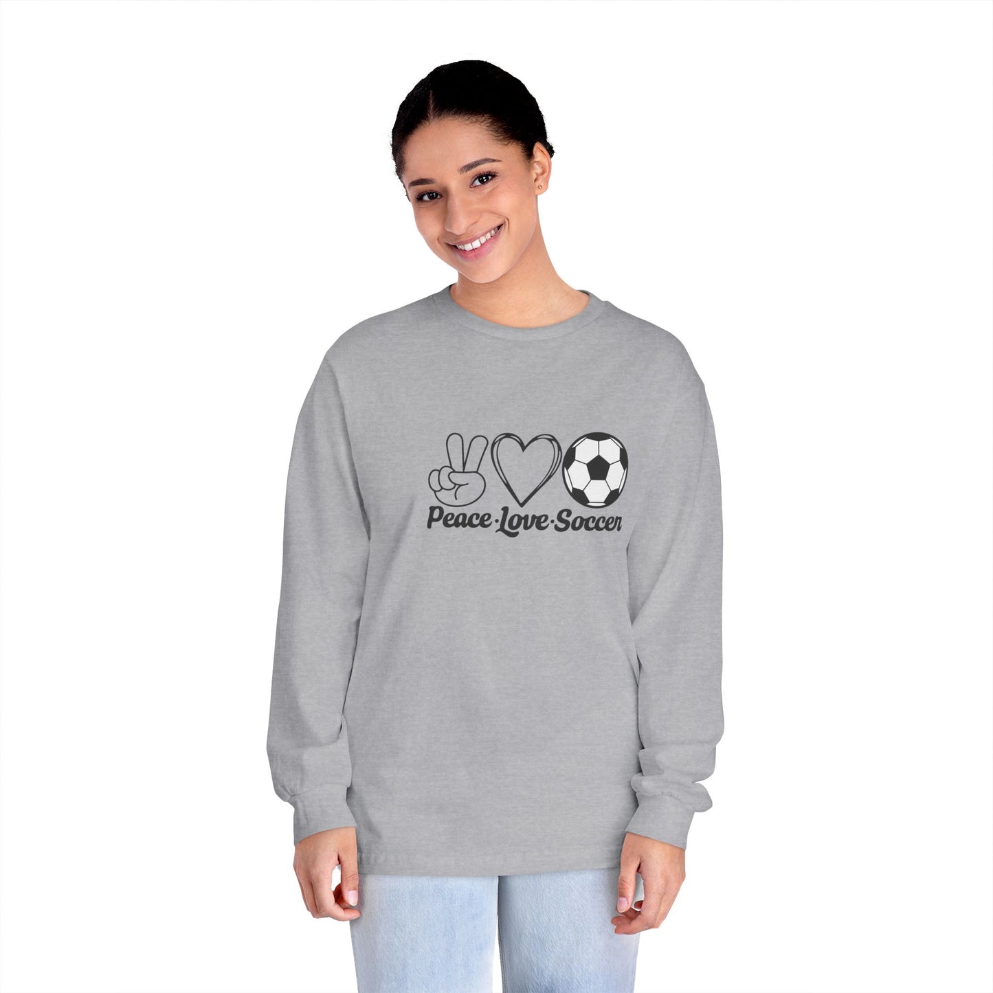 Peace Love Soccer Long Sleeve T-Shirt