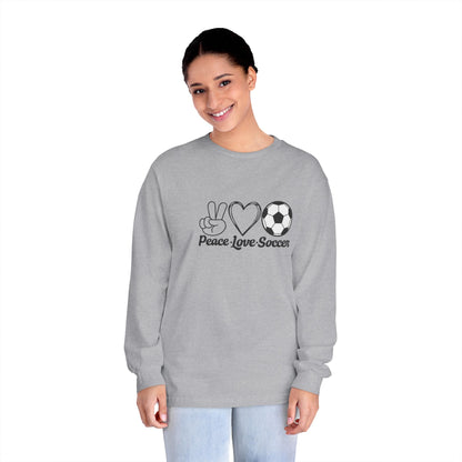 Peace Love Soccer Long Sleeve T-Shirt