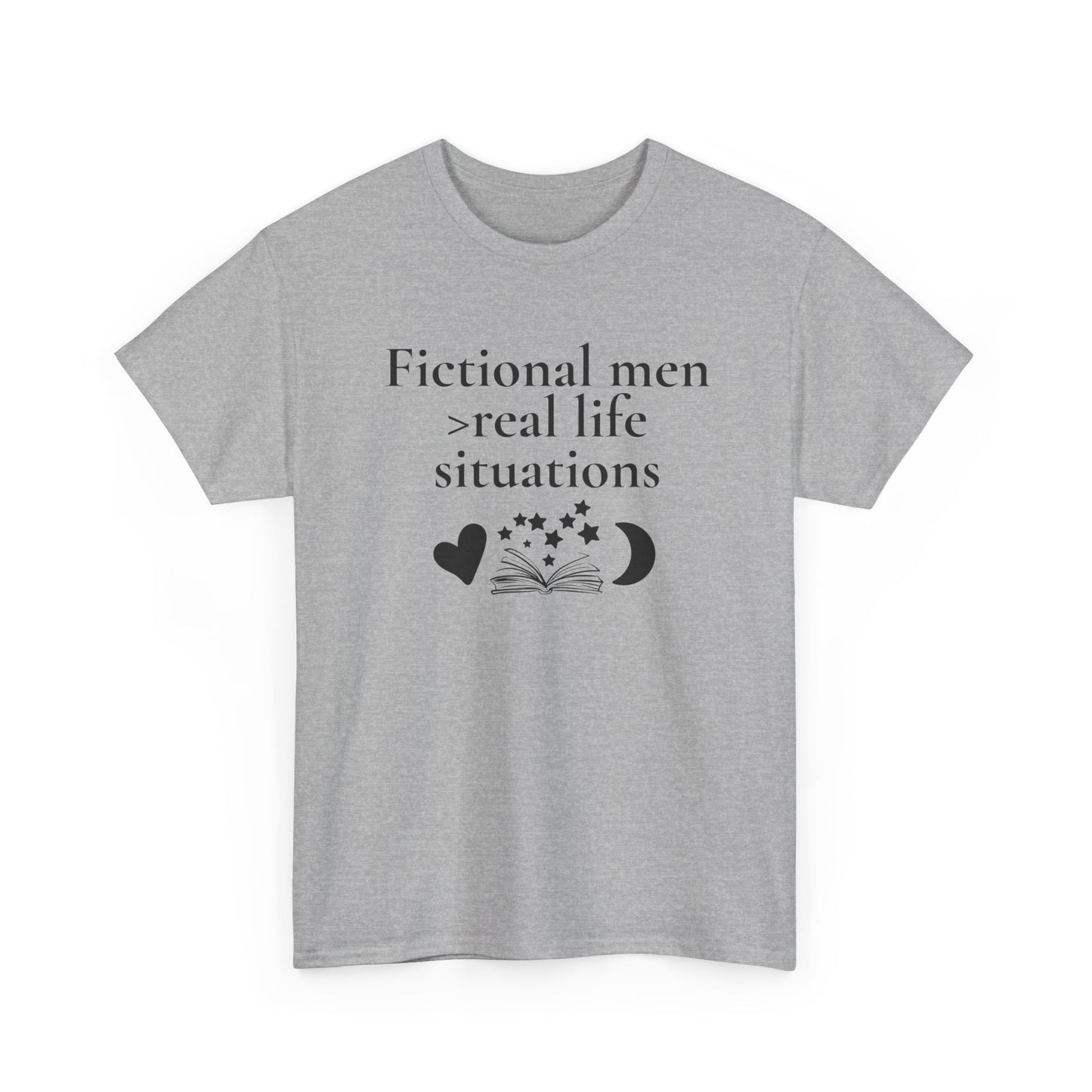 Fictional Men Love Tee, Unisex Heavy Cotton T-Shirt - Perfect for Book Lovers, Gift for Readers, Literary Humor, Casual Wear, Birthday Gift