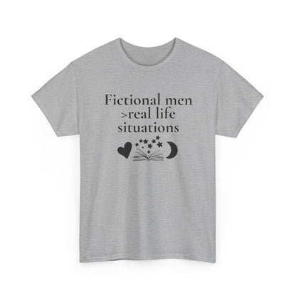 Fictional Men Love Tee, Unisex Heavy Cotton T-Shirt - Perfect for Book Lovers, Gift for Readers, Literary Humor, Casual Wear, Birthday Gift