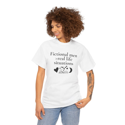 Fictional Men Love Tee, Unisex Heavy Cotton T-Shirt - Perfect for Book Lovers, Gift for Readers, Literary Humor, Casual Wear, Birthday Gift
