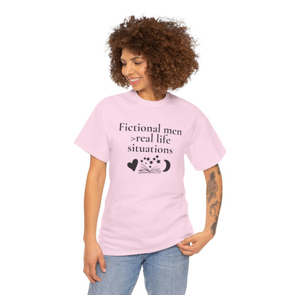 Fictional Men Love Tee, Unisex Heavy Cotton T-Shirt - Perfect for Book Lovers, Gift for Readers, Literary Humor, Casual Wear, Birthday Gift