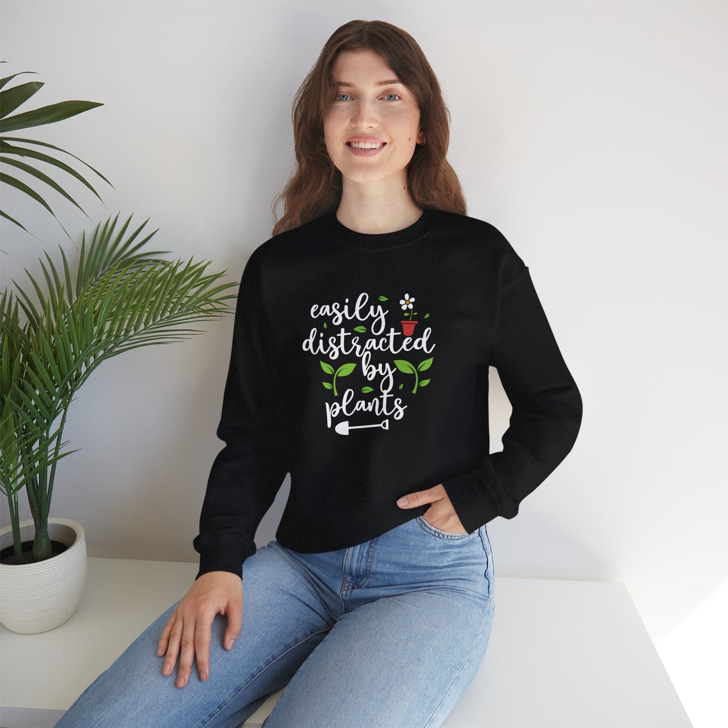 Easily Distracted By Plants Crewneck Sweatshirt