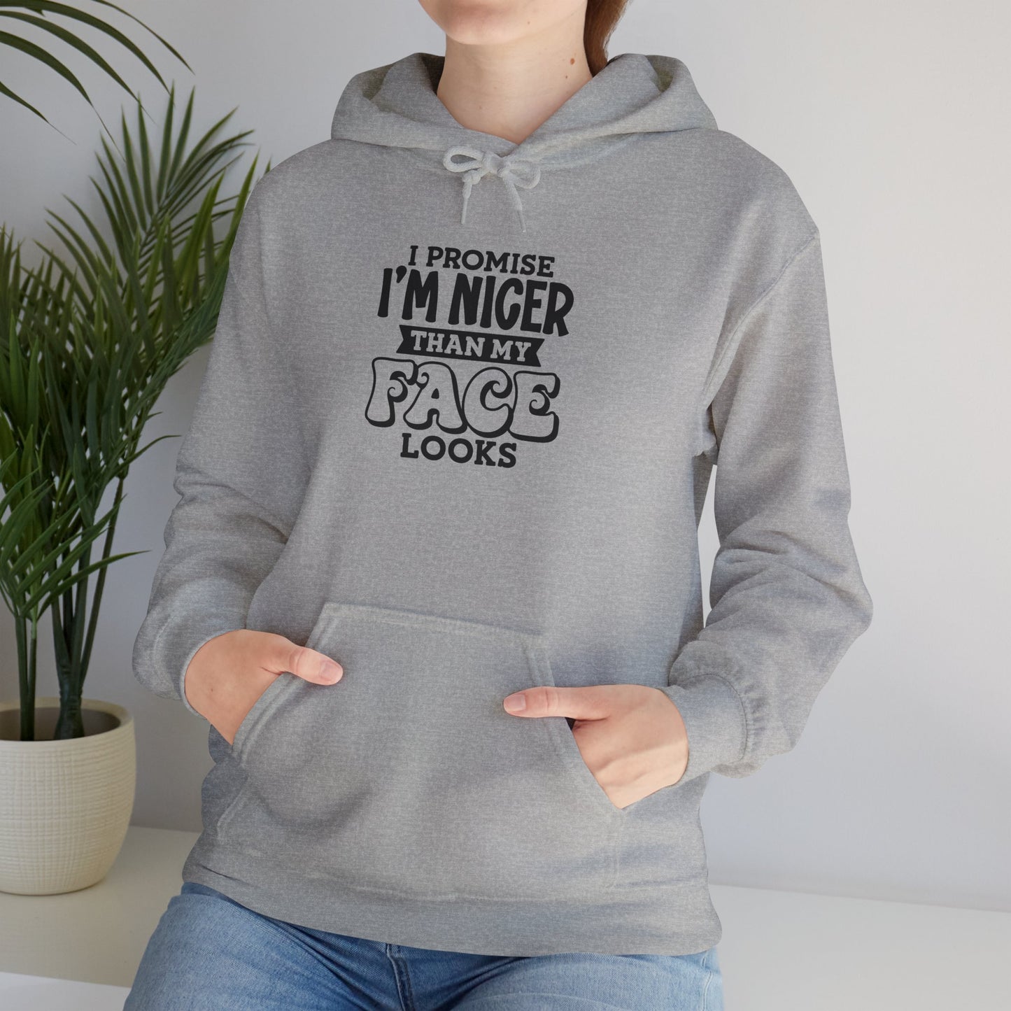 I Promise I'm Nicer Than My Face Looks Hooded Sweatshirt