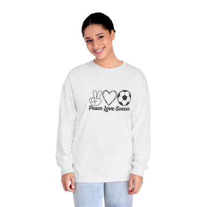 Peace Love Soccer Long Sleeve T-Shirt
