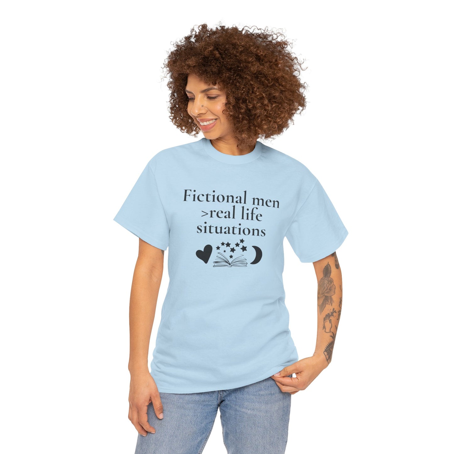 Fictional Men Love Tee, Unisex Heavy Cotton T-Shirt - Perfect for Book Lovers, Gift for Readers, Literary Humor, Casual Wear, Birthday Gift