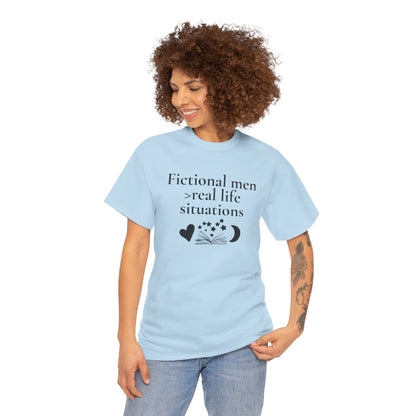 Fictional Men Love Tee, Unisex Heavy Cotton T-Shirt - Perfect for Book Lovers, Gift for Readers, Literary Humor, Casual Wear, Birthday Gift
