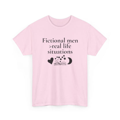 Fictional Men Love Tee, Unisex Heavy Cotton T-Shirt - Perfect for Book Lovers, Gift for Readers, Literary Humor, Casual Wear, Birthday Gift