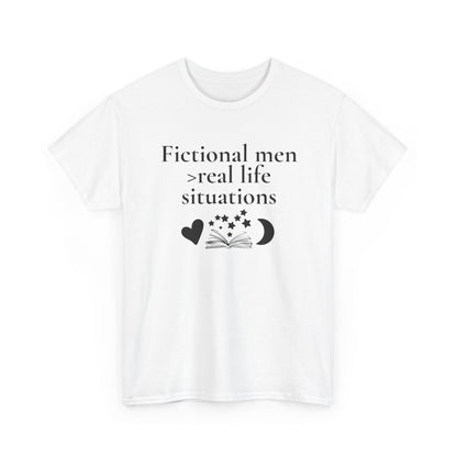 Fictional Men Love Tee, Unisex Heavy Cotton T-Shirt - Perfect for Book Lovers, Gift for Readers, Literary Humor, Casual Wear, Birthday Gift