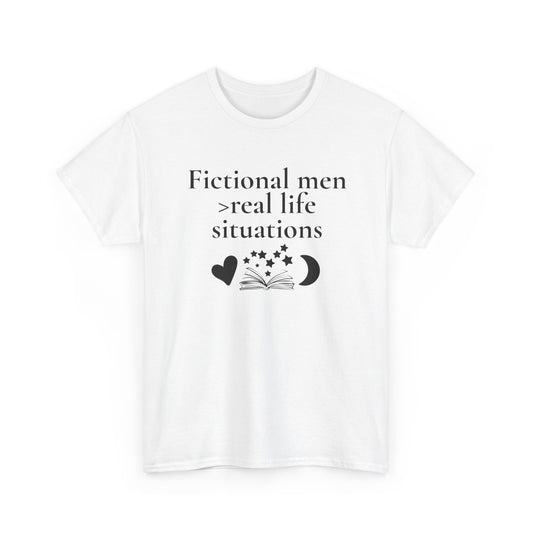 Fictional Men Love Tee, Unisex Heavy Cotton T-Shirt - Perfect for Book Lovers, Gift for Readers, Literary Humor, Casual Wear, Birthday Gift