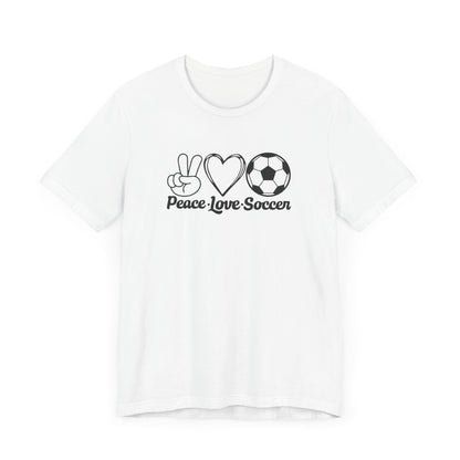 Peace Love Soccer Short Sleeve T Shirt