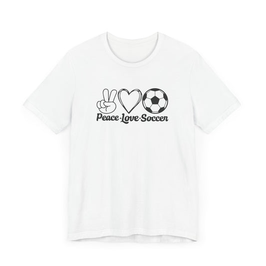 Peace Love Soccer Short Sleeve T Shirt