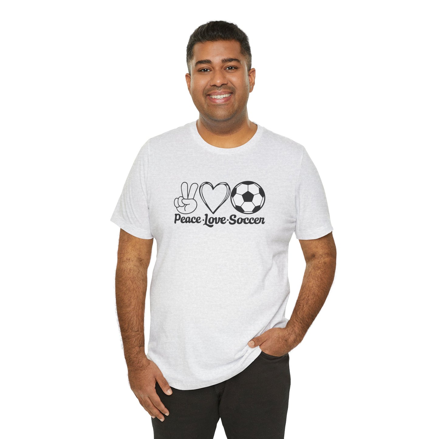 Peace Love Soccer Short Sleeve T Shirt