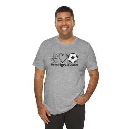 Peace Love Soccer Short Sleeve T Shirt